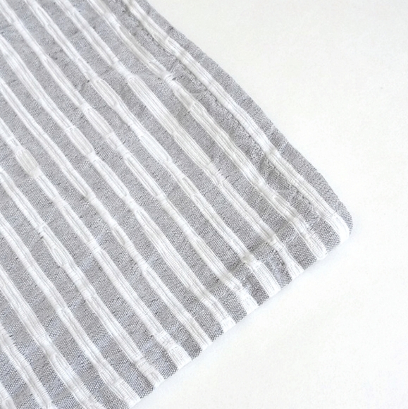 INUP Home Portugal Farmhouse Grey White Puckered Striped King Pillow Sham Set - Picture 6 of 15